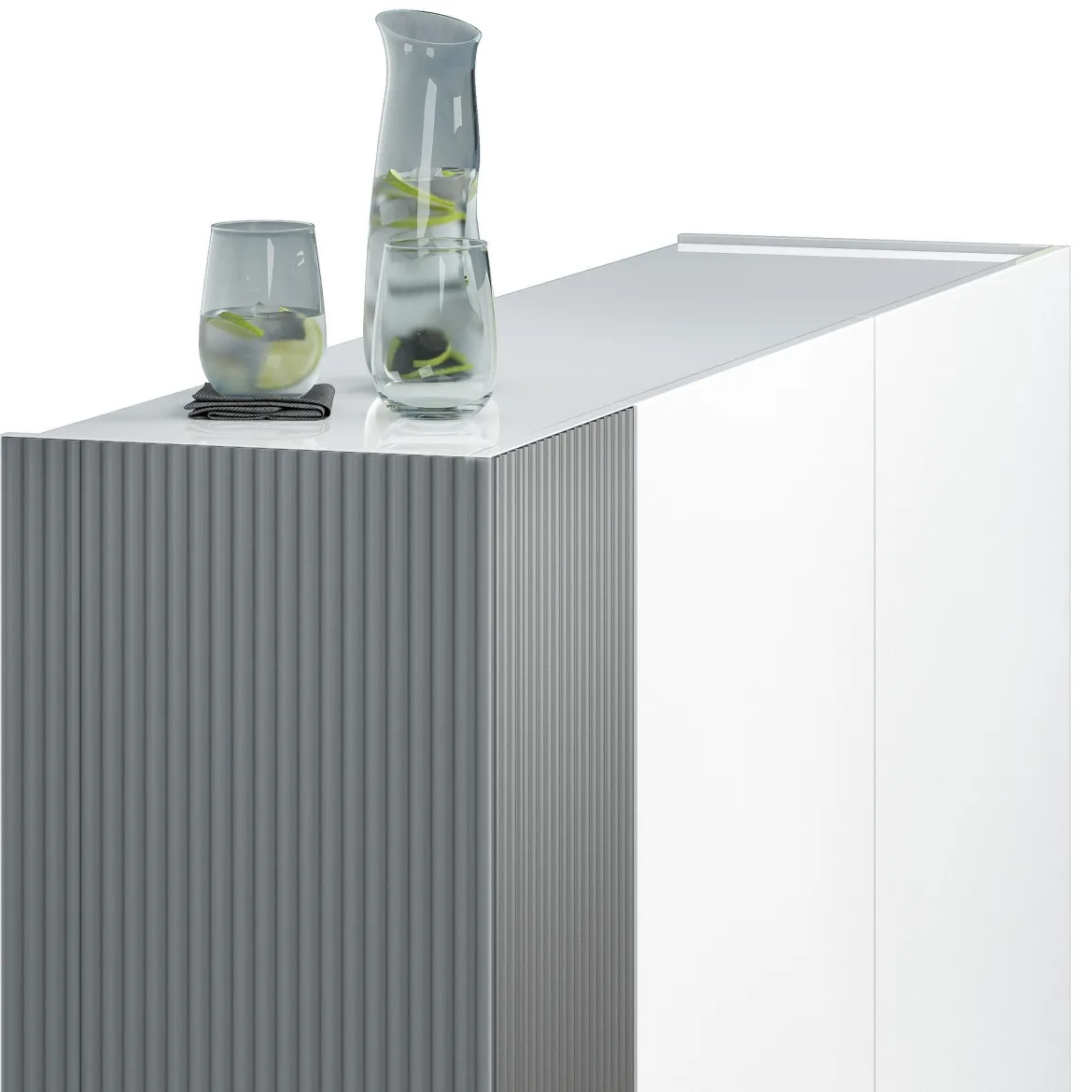 Scarpiera Bianco Lucido Grigio 10 Ripiani 28 Paia 145x34x115h cm, 12 Vani - Caresana
