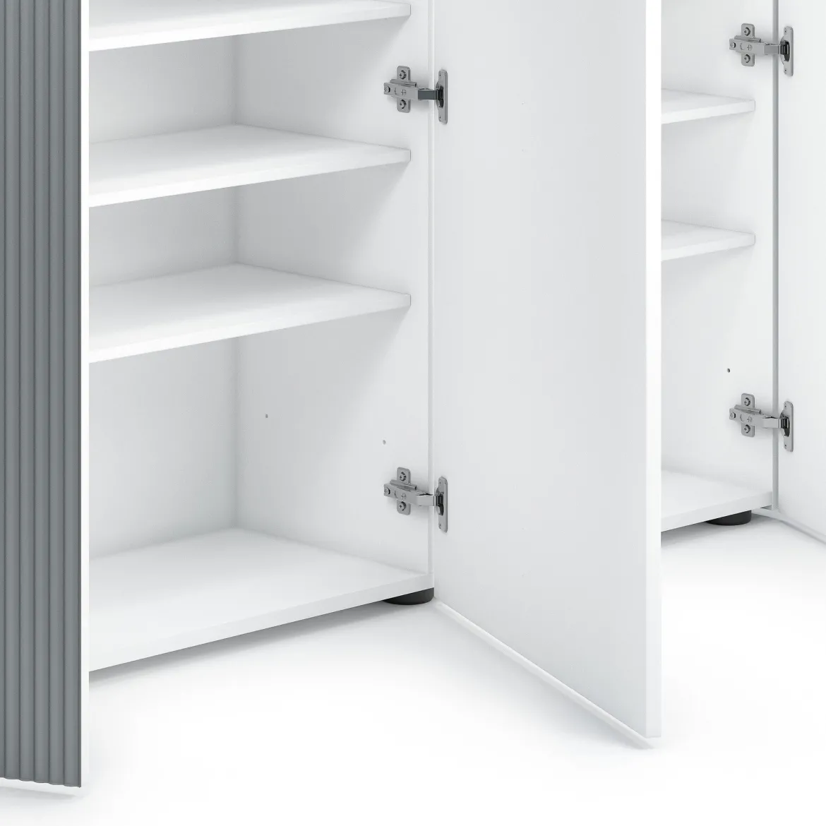 Scarpiera Bianco Lucido Grigio 10 Ripiani 28 Paia 145x34x115h cm, 12 Vani - Caresana