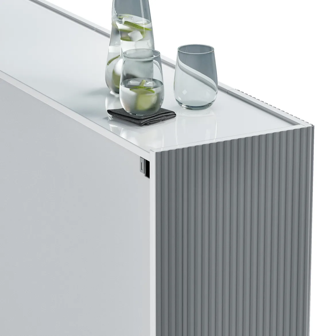 Scarpiera Bianco Lucido Grigio 10 Ripiani 28 Paia 145x34x115h cm, 12 Vani - Caresana