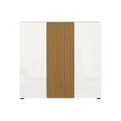 Scarpiera Bianco Lucido Marrone Rovere 10 Ripiani 24 Paia 120x34x115h cm, 3 Ante - Palasio
