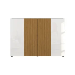 Scarpiera Bianco Lucido Marrone Rovere 10 Ripiani 40 Paia 160x34x115h cm, 4 Ante - Palasio