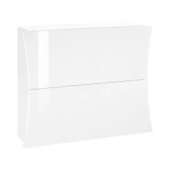 Scarpiera Bianco Lucido 16 Paia 2 Ante 101x27x82h cm, 4 Vani - Kronos
