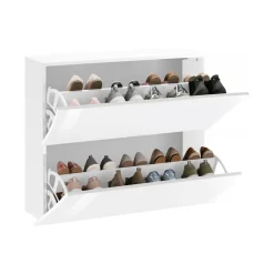 Scarpiera Bianco Lucido 16 Paia 2 Ante 101x27x82h cm, 4 Vani - Kronos
