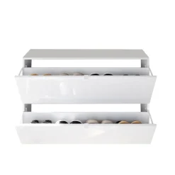 Scarpiera Bianco Lucido 20 Paia 2 Ante 110x25x75h cm, Anta a Ribalta - Lovero