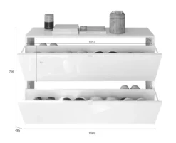 Scarpiera Bianco Lucido 20 Paia 2 Ante 110x25x75h cm, Anta a Ribalta - Lovero