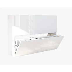 Scarpiera Bianco Lucido 20 Paia 2 Ante 110x25x75h cm, Anta a Ribalta - Lovero