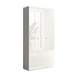 Scarpiera Bianco Lucido 12 Ripiani 28 Paia 95x35x186h cm, 14 Vani - Pertiche