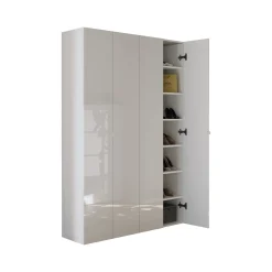 Scarpiera Bianco Lucido 12 Ripiani 42 Paia 126x35x186h cm, 14 Vani - Spessa