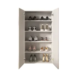 Scarpiera Bianco Lucido 4 Ripiani 15 Paia 63x35x116h cm, 5 Vani - Rodengo