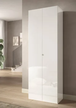 Scarpiera Bianco Lucido 8 Ripiani 30 Paia 126x35x116h cm, 10 Vani - Cono