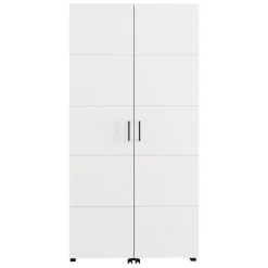 Scarpiera Bianco Opaco 15 Ripiani 2 Ante 92x33x185h cm, Ante con Doppia Capienza, Apertura con Ruote - Bled