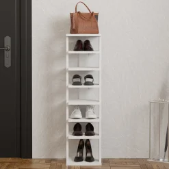 Scarpiera Bianco 8 Paia 8 Ripiani 30x30x110h cm, 7 Vani - Soddi