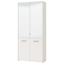 Scarpiera Bianco 8 Ripiani 4 Ante 89.5x37.5x199h cm, con Specchio - Trabia