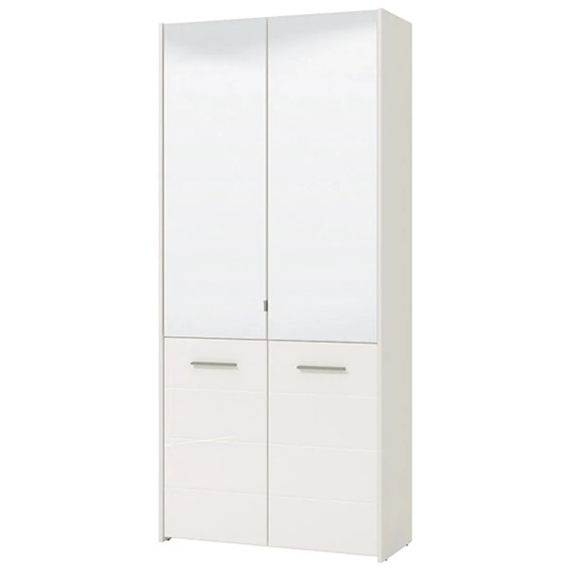Scarpiera Bianco 8 Ripiani 4 Ante 89.5x37.5x199h cm, con Specchio - Trabia