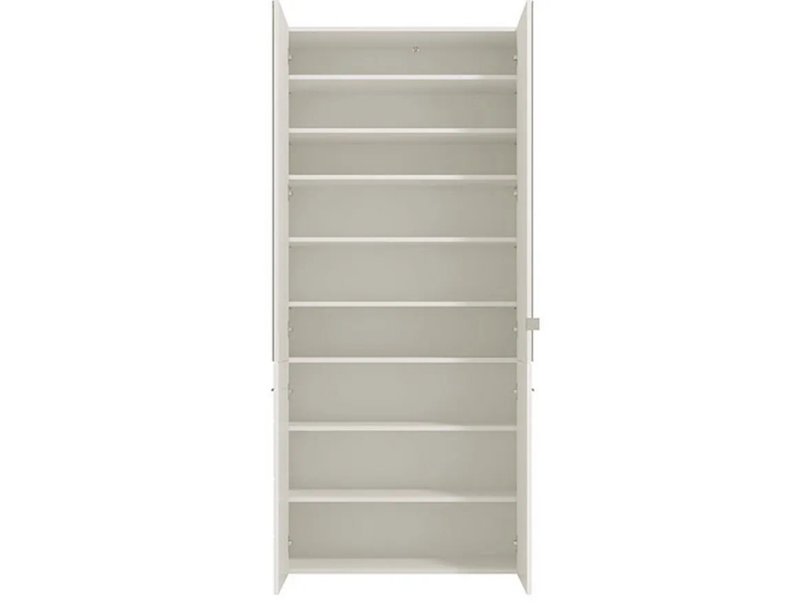 Scarpiera Bianco 8 Ripiani 4 Ante 89.5x37.5x199h cm, con Specchio - Trabia