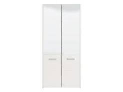 Scarpiera Bianco 8 Ripiani 4 Ante 89.5x37.5x199h cm, con Specchio - Trabia