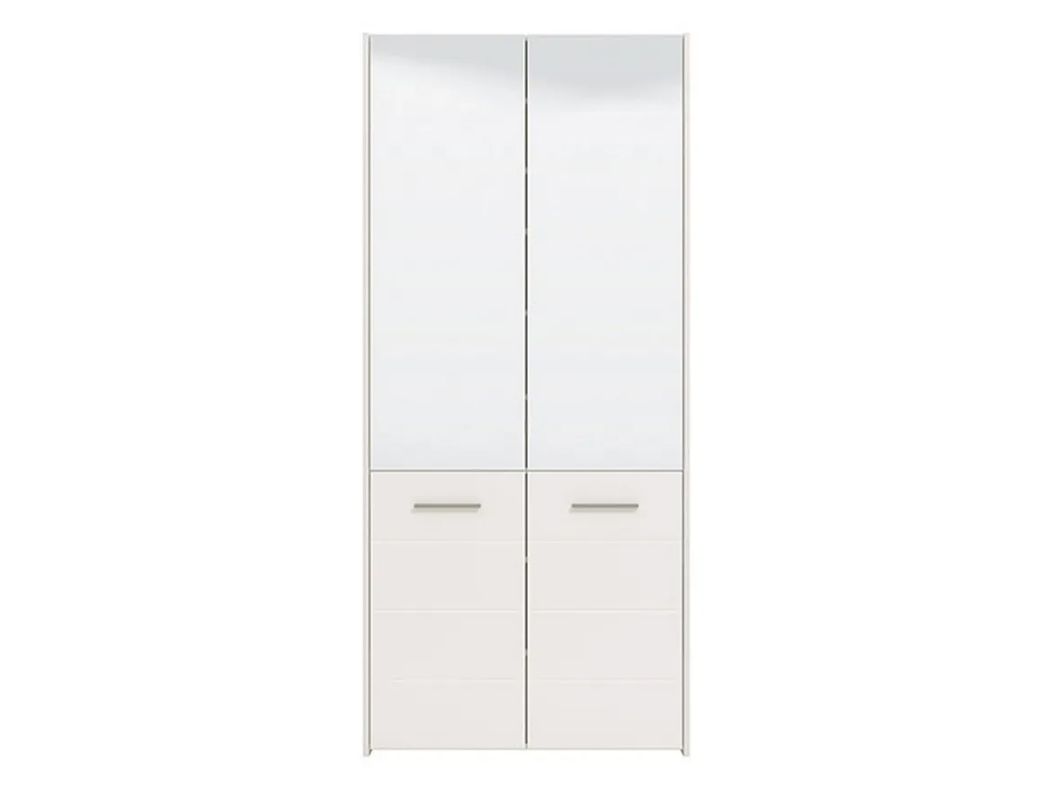 Scarpiera Bianco 8 Ripiani 4 Ante 89.5x37.5x199h cm, con Specchio - Trabia