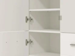 Scarpiera Bianco 8 Ripiani 4 Ante 89.5x37.5x199h cm, con Specchio - Trabia