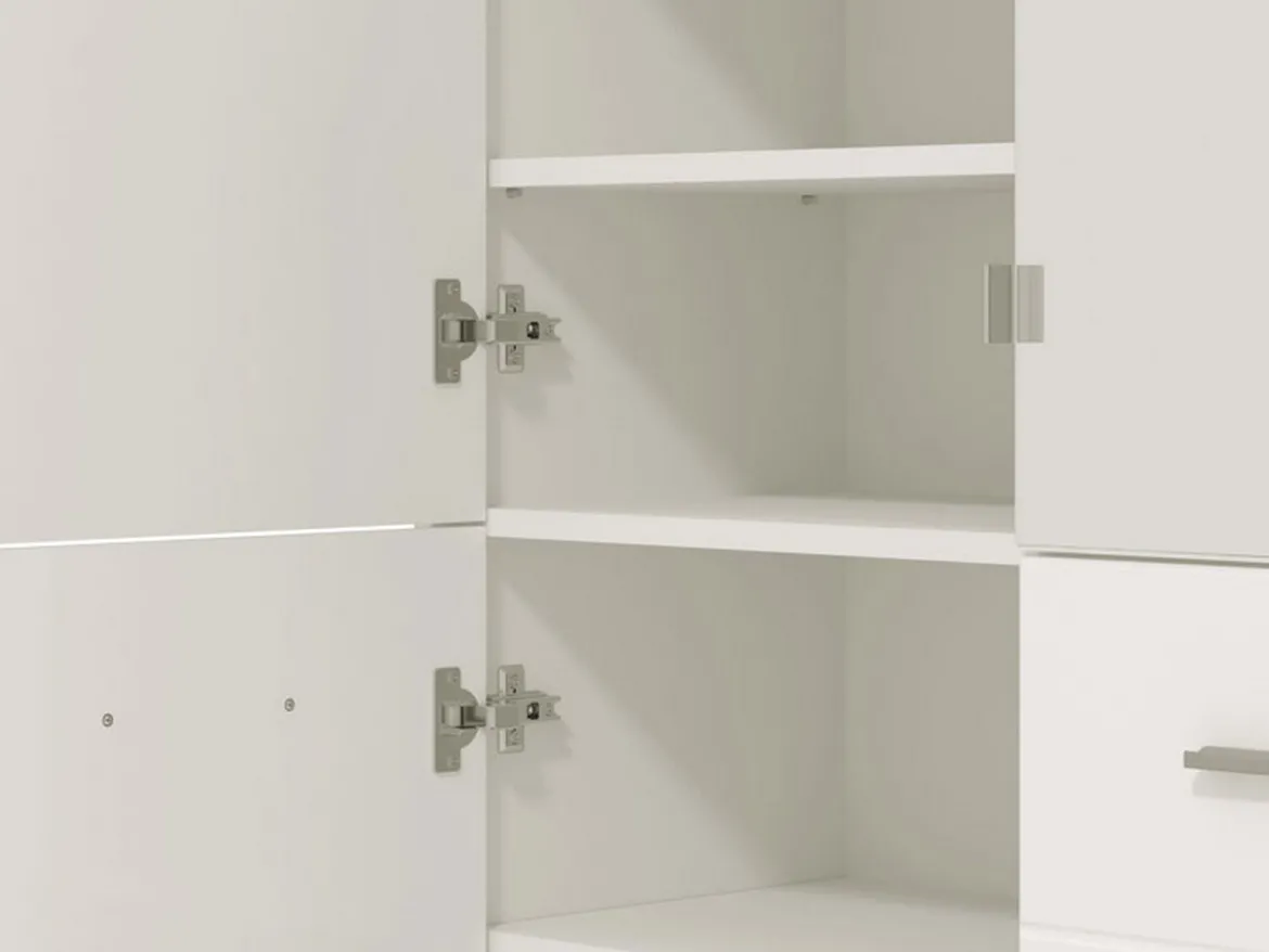 Scarpiera Bianco 8 Ripiani 4 Ante 89.5x37.5x199h cm, con Specchio - Trabia