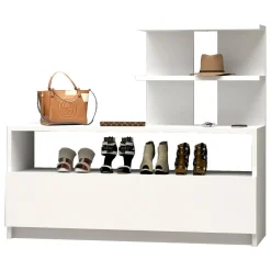 Scarpiera Bianco 4 Ripiani 12 Paia 100x30x85h cm, Un'anta - Sinni