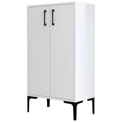 Scarpiera Bianco 4 Ripiani 8 Paia 60x35x111h cm, 2 Ante - Cavalieri