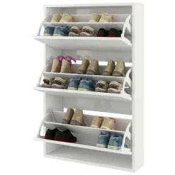 Scarpiera Bianco 6 Ripiani 18 Paia 70x25x109h cm, 3 Ante - Irgoli