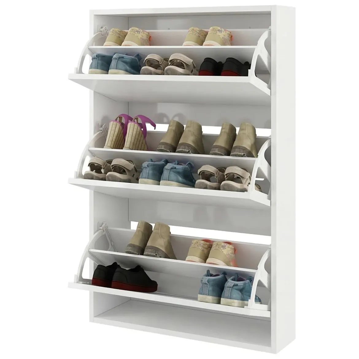 Scarpiera Bianco 6 Ripiani 18 Paia 70x25x109h cm, 3 Ante - Irgoli