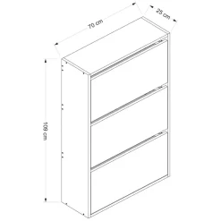 Scarpiera Bianco 6 Ripiani 18 Paia 70x25x109h cm, 3 Ante - Irgoli