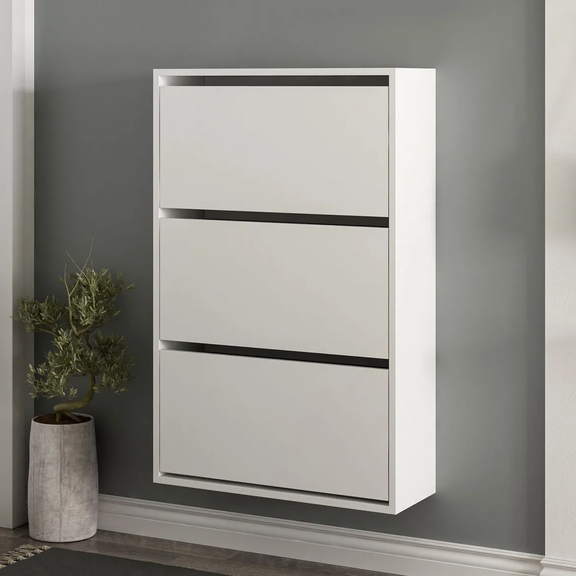 Scarpiera Bianco 6 Ripiani 18 Paia 70x25x109h cm, 3 Ante - Irgoli
