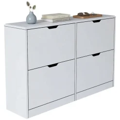 Scarpiera Bianco 8 Ripiani 24 Paia 121x30x79h cm, 4 Ante - Greccio
