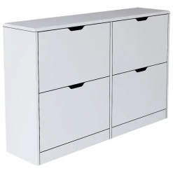 Scarpiera Bianco 8 Ripiani 24 Paia 121x30x79h cm, 4 Ante - Greccio