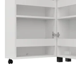 Scarpiera Bianco 10 Ripiani Un'anta 46x33x185h cm, Ante con Doppia Capienza, Apertura con Ruote - Visby