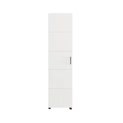 Scarpiera Bianco 10 Ripiani Un'anta 46x33x185h cm, Ante con Doppia Capienza, Apertura con Ruote - Visby