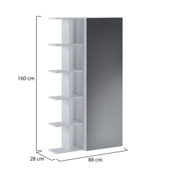 Scarpiera Bianco 14 Ripiani 17 Vani 88x28x160h cm, Un'anta - Pero