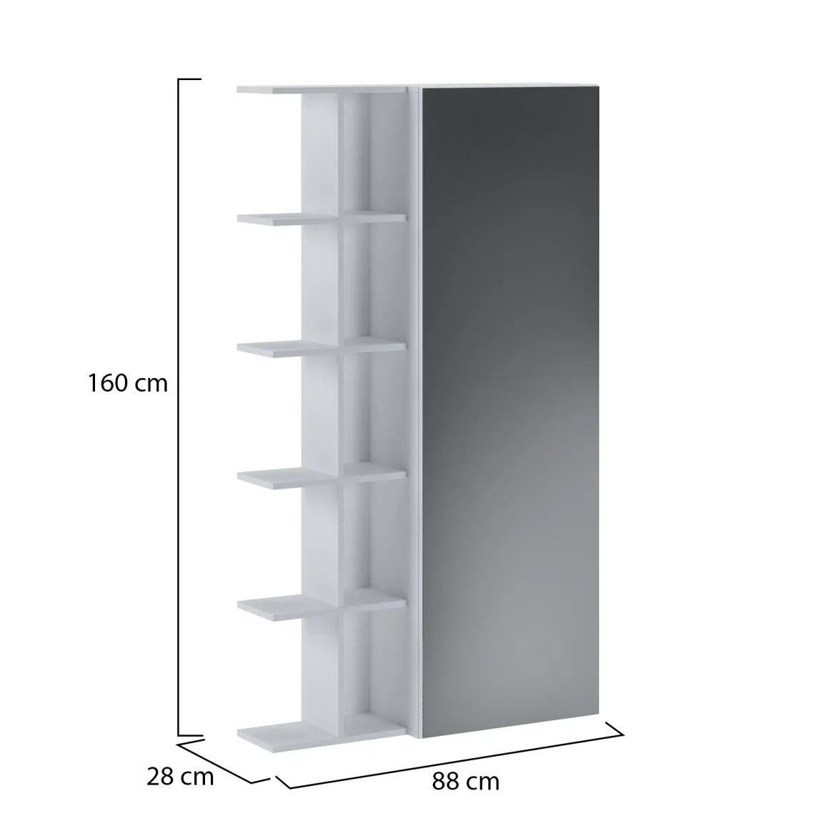 Scarpiera Bianco 14 Ripiani 17 Vani 88x28x160h cm, Un'anta - Pero