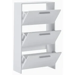 Scarpiera Bianco 3 Ripiani 6 Vani 69x28x115h cm, 3 Ante - Seggiano