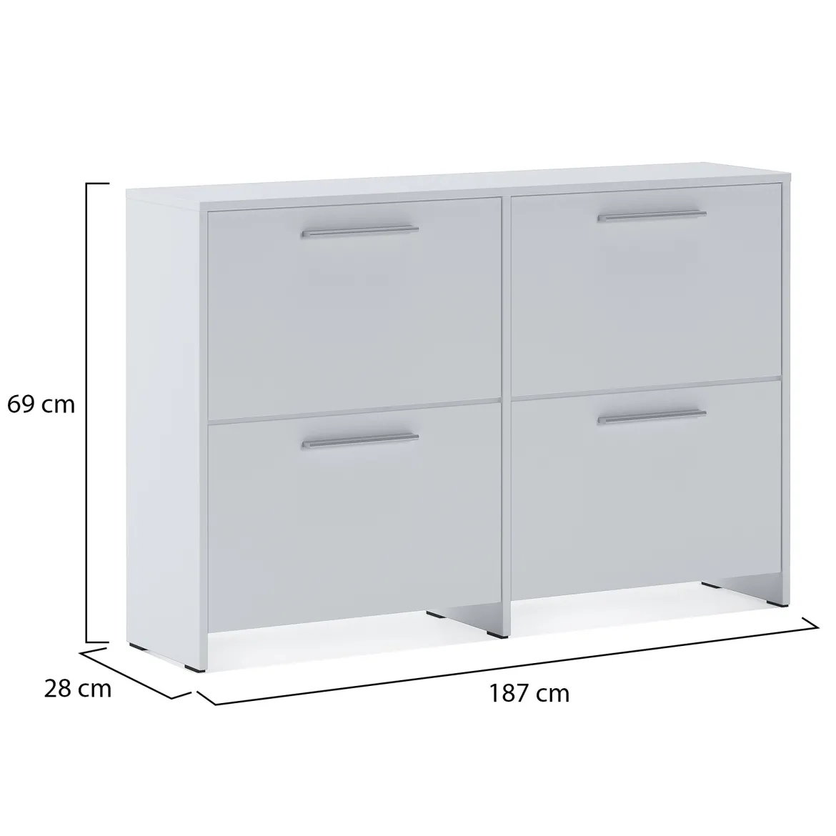Scarpiera Bianco 5 Ripiani 10 Vani 69x28x187h cm, 5 Ante - Ghisalba