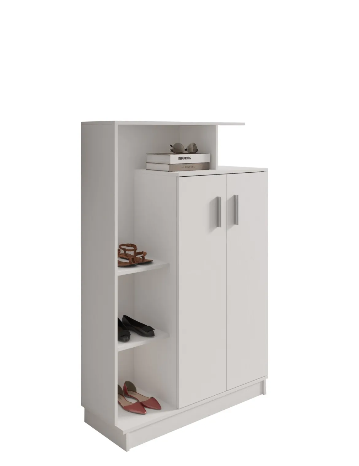 Scarpiera Bianco 5 Ripiani 7 Vani 90x35x140h cm, 2 Ante - Ruot