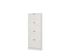 Scarpiera Bianco un Ripiano 4 Ante 58x18x155.5h cm, kit Fissaggio a Muro Incluso - Pesche