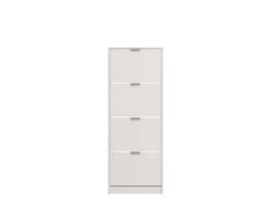 Scarpiera Bianco un Ripiano 4 Ante 58x18x155.5h cm, kit Fissaggio a Muro Incluso - Pesche