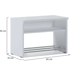 Scarpiera Bianco un Ripiano 2 Vani 65x35x45h cm, Installazione a Terra - Monguzzo