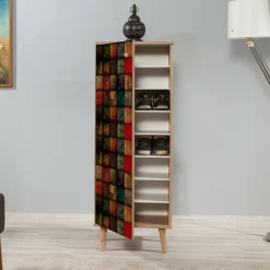 Scarpiera design legno e multicolore 50x135h cm in legno - Giadeite