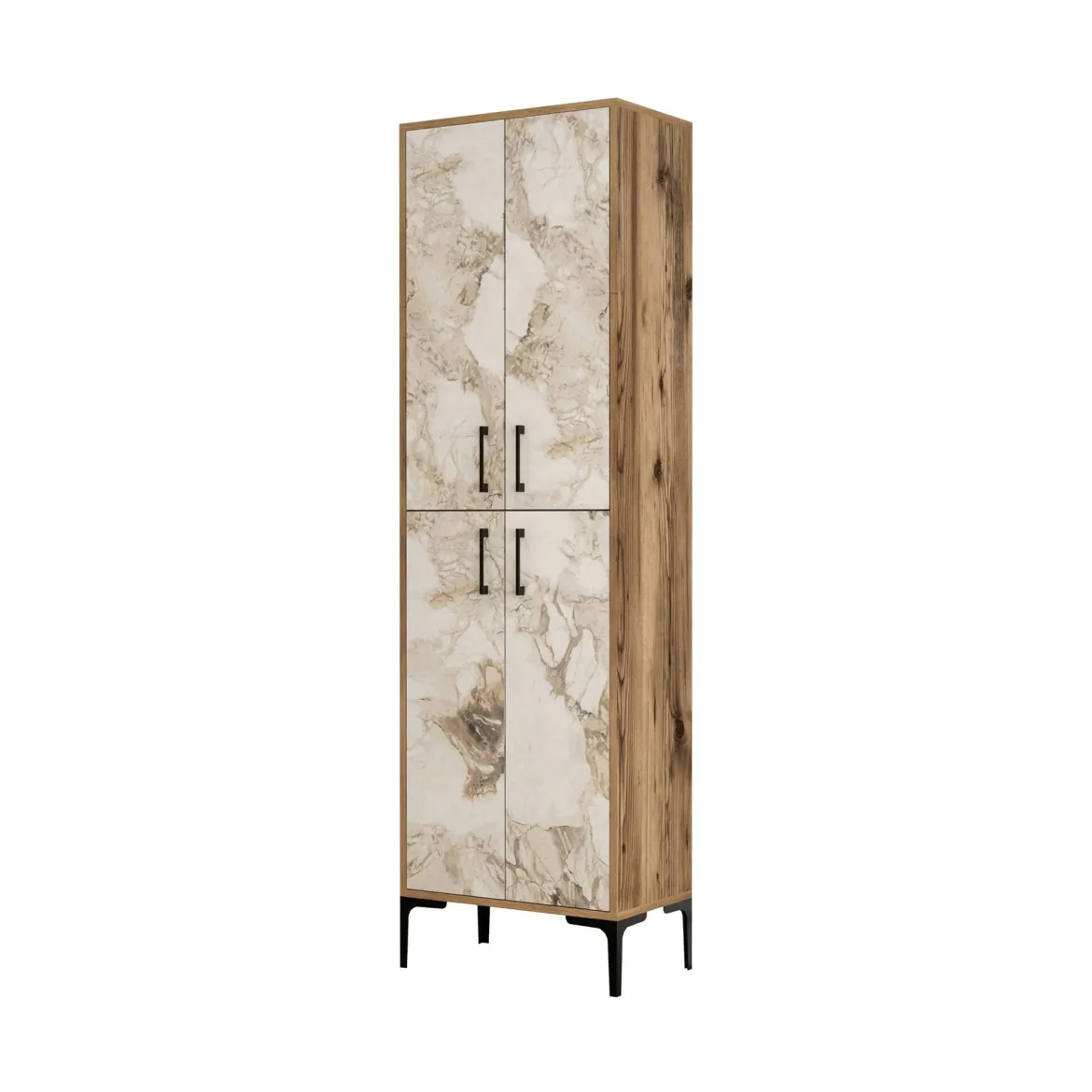 Scarpiera Dolivier, 60x35h200 cm, Noce e Bianco Marmo