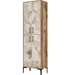 Scarpiera Dolivier, 60x35h200 cm, Noce e Bianco Marmo