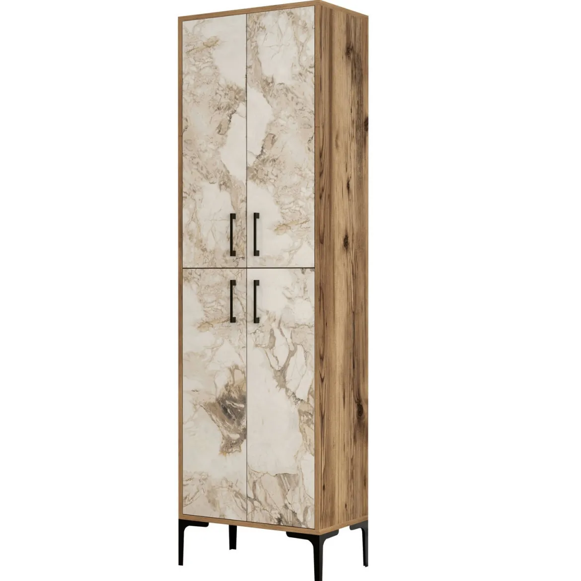 Scarpiera Dolivier, 60x35h200 cm, Noce e Bianco Marmo