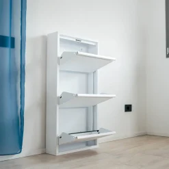 Scarpiera funzionale 3 ante bianca 50x104h cm in metallo - Alexa