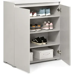 Scarpiera Grigio Chiaro 3 Ripiani 2 Ante 80x37x102h cm, Gola per Apertura Ante Made in Italy - Astrina