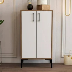 Scarpiera industrial noce e bianca 60x111h cm - Axarix