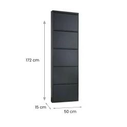 Scarpiera in metallo 5 ante nera 50x172h cm in metallo - Afrend