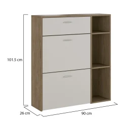 Scarpiera Marrone Noce Beige 90x26x102h cm, un Cassetto - Samassi